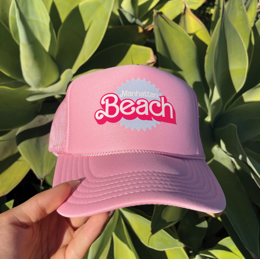 Baby Pink Beach Barbie Trucker Hat